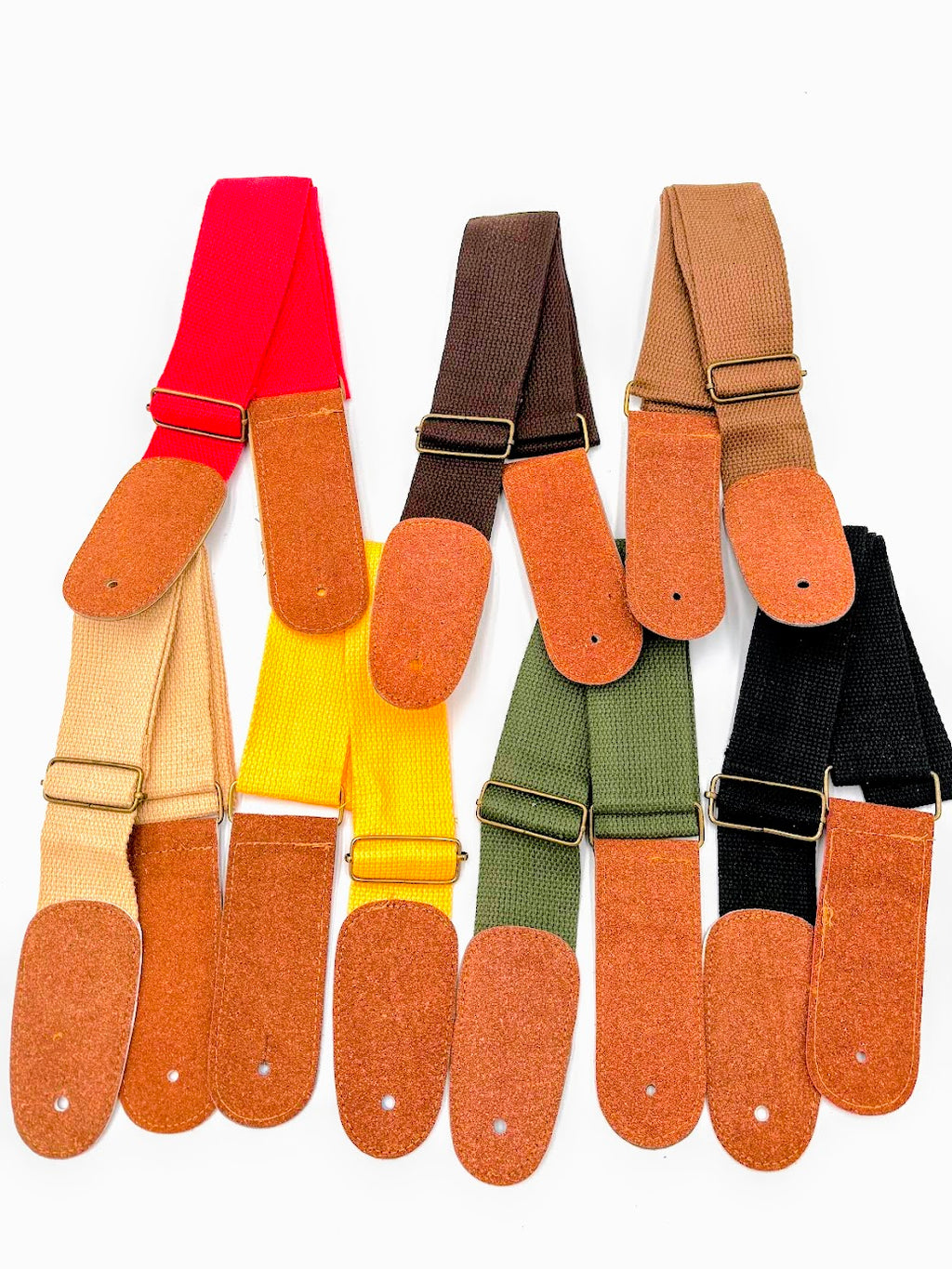 Cotton Guitar Strap with Leather Ends – Adjustable, Comfortable & Stylish (7 Colors)