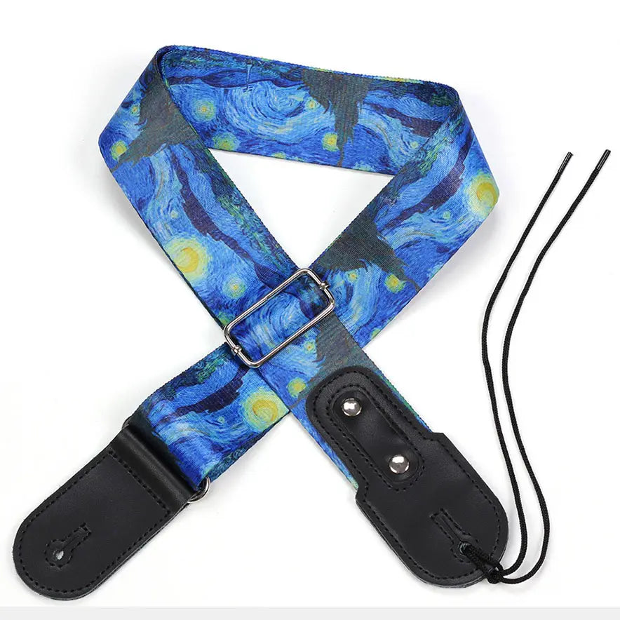 Van Gogh Starry Night Inspired Guitar Strap