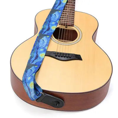 Van Gogh Starry Night Inspired Guitar Strap