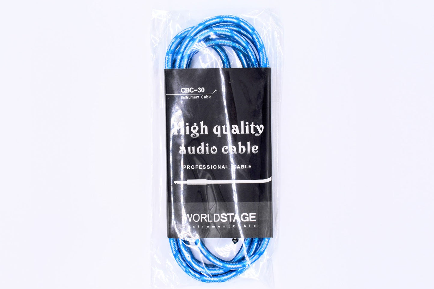 Premium 3 Meter (10 feet) Blue Guitar Cable w/ Right Angle Jack