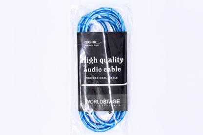 Premium 3 Meter (10 feet) Blue Guitar Cable w/ Right Angle Jack