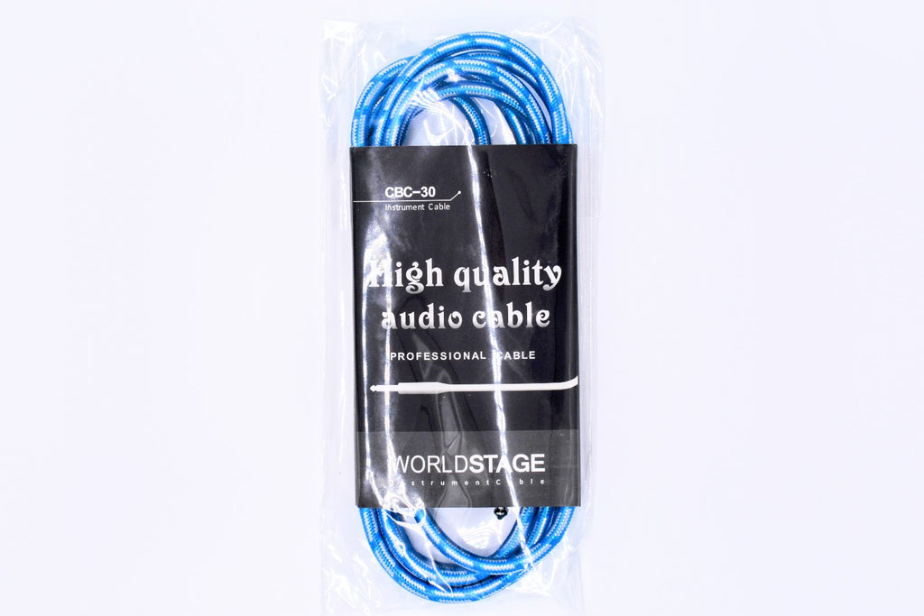 Premium 3-Meter (10 ft) Blue Guitar Cable – Right-Angle Jack for Stage & Studio