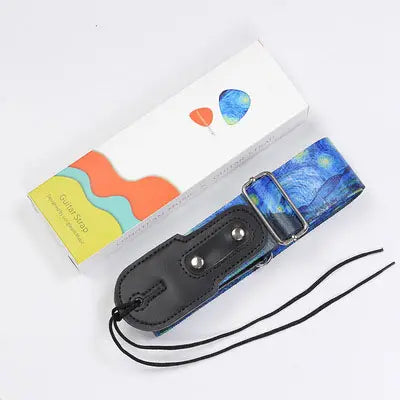 Van Gogh Starry Night Inspired Guitar Strap