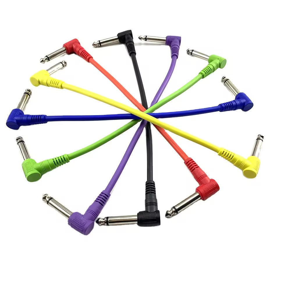 6 Pack Guitar Patch Cables - 20cm (apprx 8 in) - Multicolored