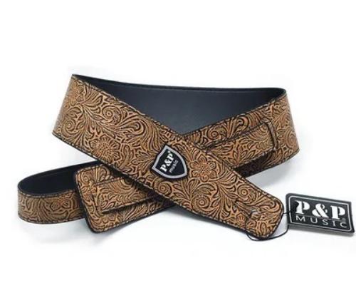 Premium Embossed Vegan Leather Guitar Strap – 14 Styles of Comfort & Class
