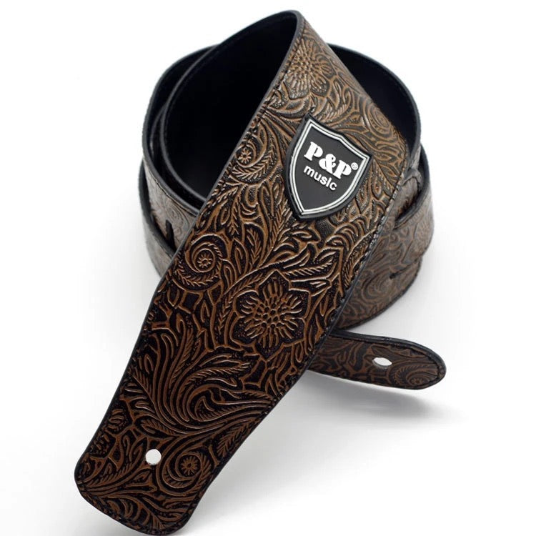 Premium Embossed Vegan Leather Guitar Strap – 14 Styles of Comfort & Class