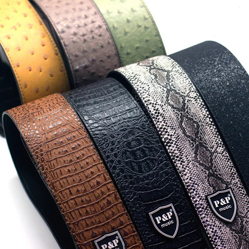 Premium Embossed Vegan Leather Guitar Strap – 14 Styles of Comfort & Class