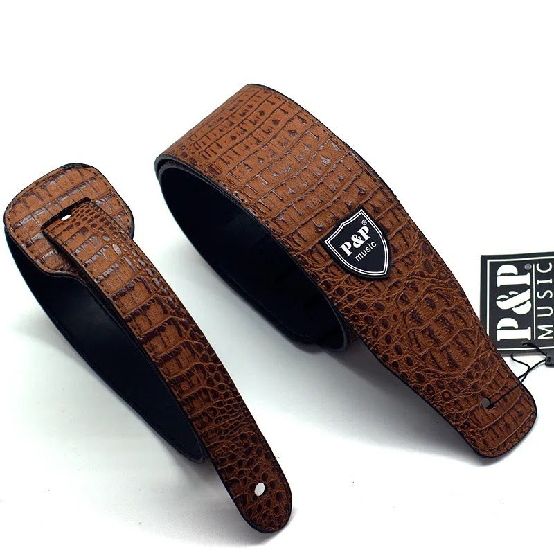 Premium Embossed Vegan Leather Guitar Strap – 14 Styles of Comfort & Class