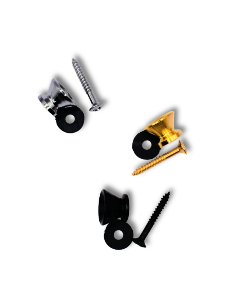 Guitar Strap Buttons – Set of 2 – Black, Gold, or Silver Finish