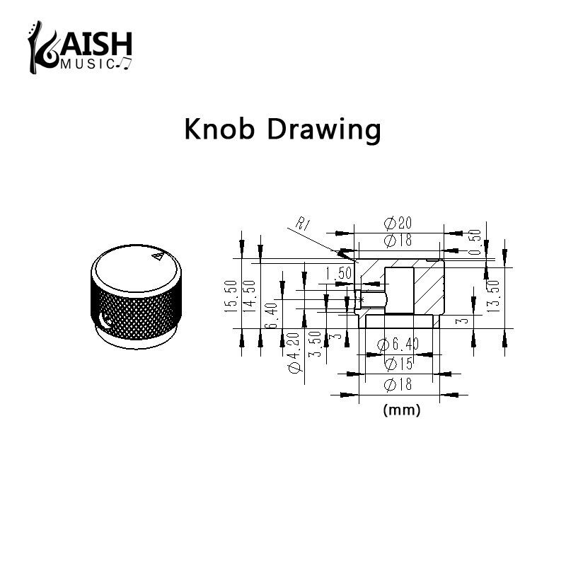 Black Aluminum Guitar Knobs Triangle Top