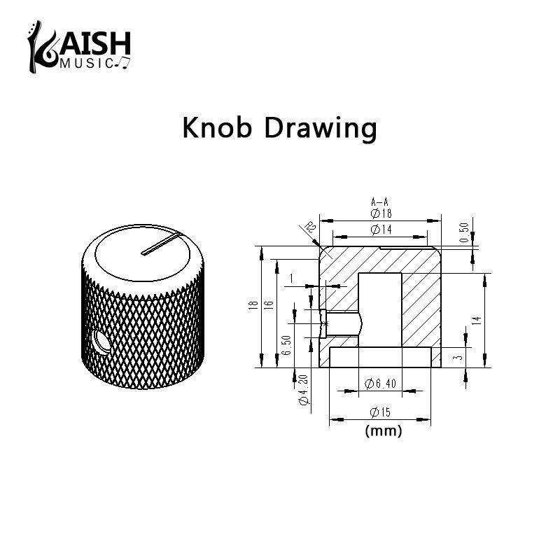 Black Aluminum Guitar Knobs