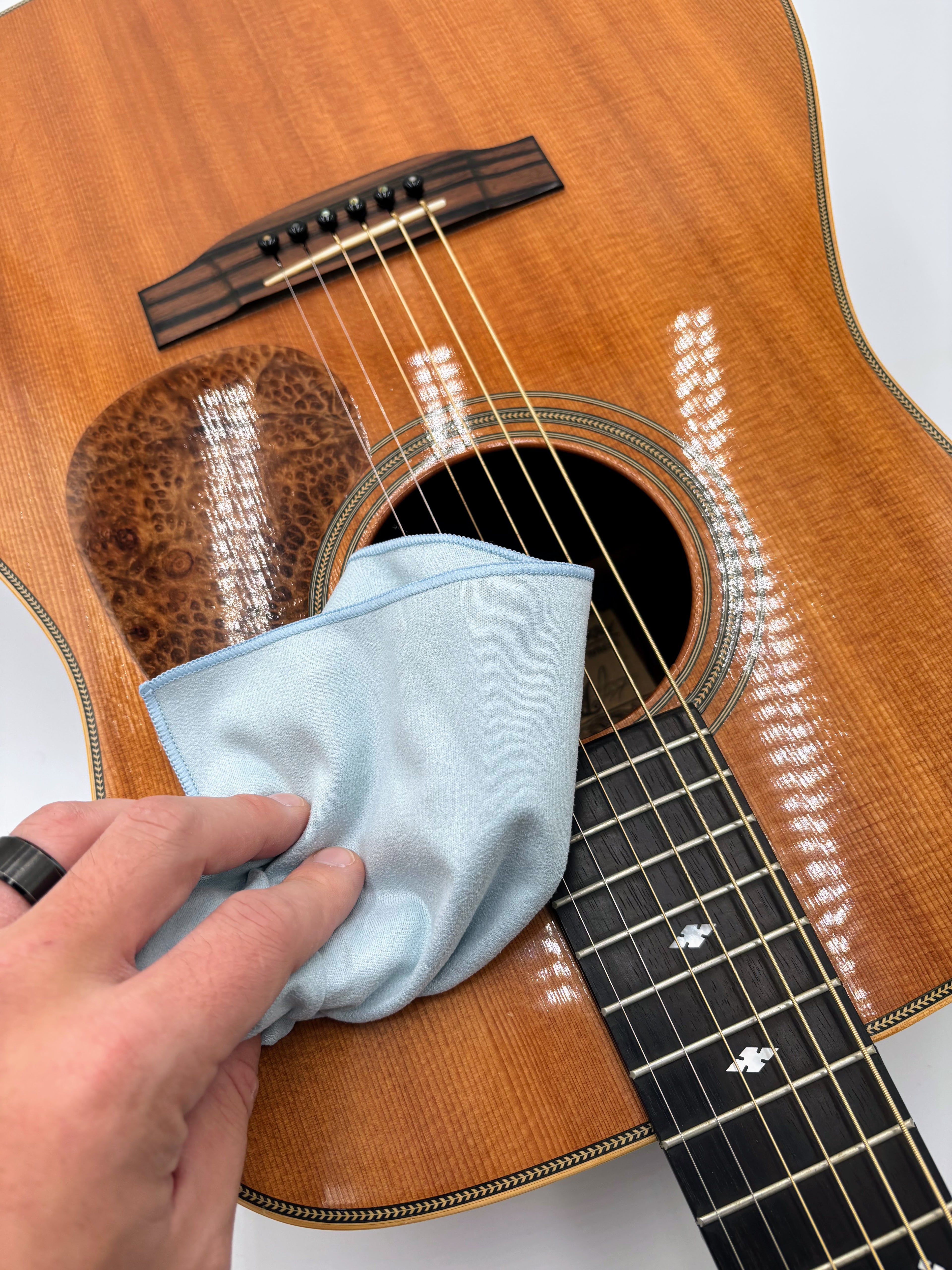 Soft polishing cloth for cleaning guitars, trumpets, trombones, and brass instruments