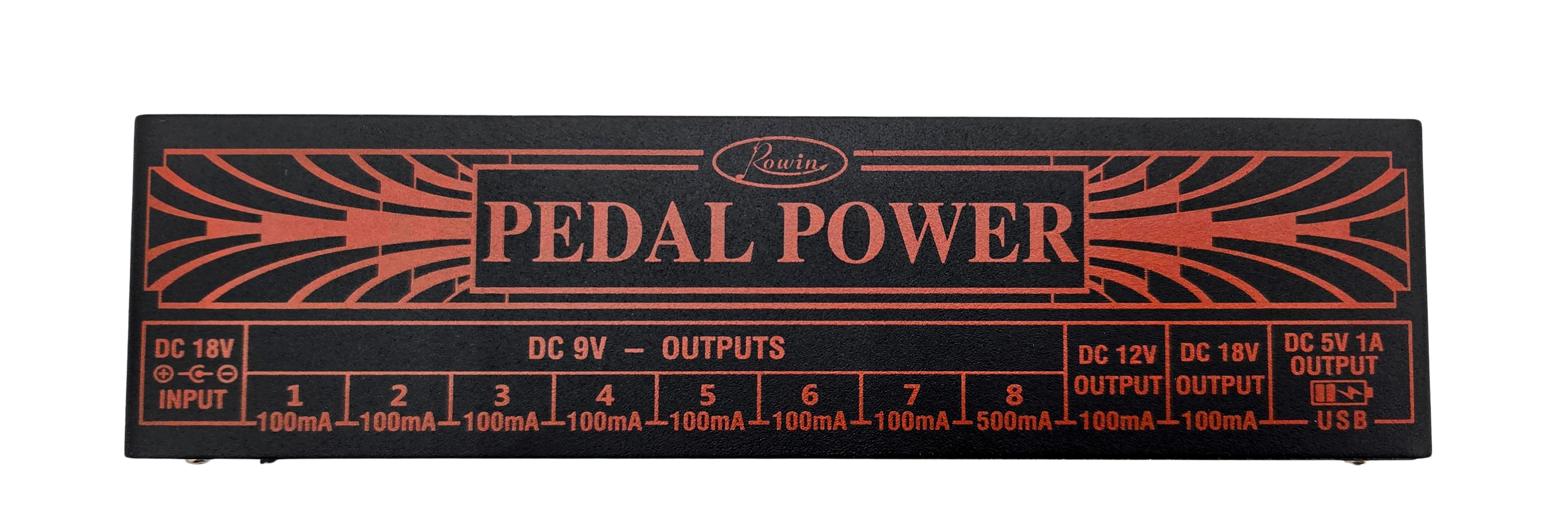 Rowin PW-01 Guitar Pedal Power Supply – 11 Outputs 9V 12V 18V USB – Incl. Cables